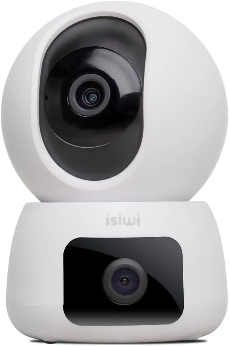 Isiwi Telecamera Wireless Twin Doppia Ottica 2K Dome Motorizzata Ir Led Audio Bidirezionale Sd Card