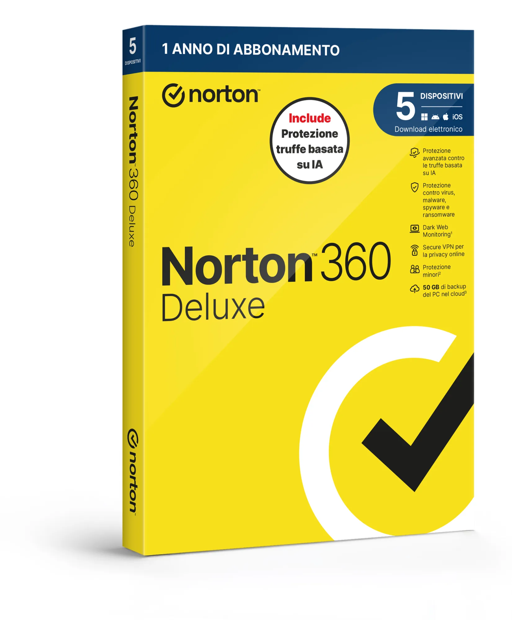 Norton 360 Deluxe 2026 -Antitruffa- 5 Dispositivi 12 Mesi 50Gb - It Box