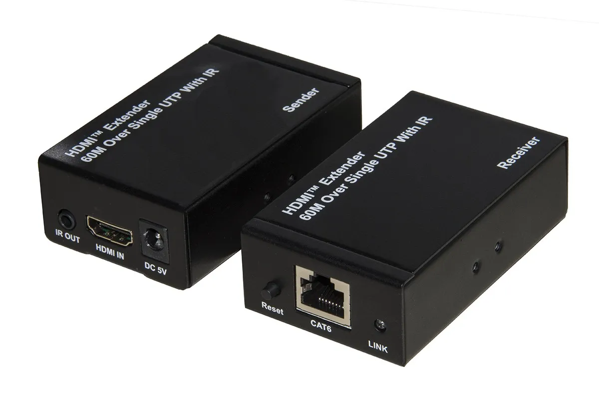 Estensore Hdmi® Tramite Cavo Rete Cat 6 Fino A 60 Metri 1080P Con Comando Infrarossi Alimentazione Del Ricevitore Poc (Power Over Cable)