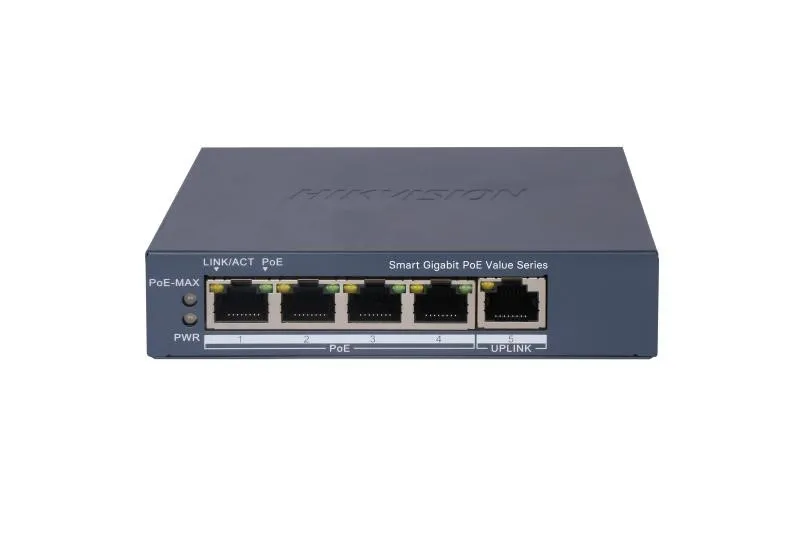 Hikvision Switch L2 Smart Managed 4 Gigabit Rj45 Poe Ports 1 Gigabit Rj45 Port 802.3Af/At Poe P