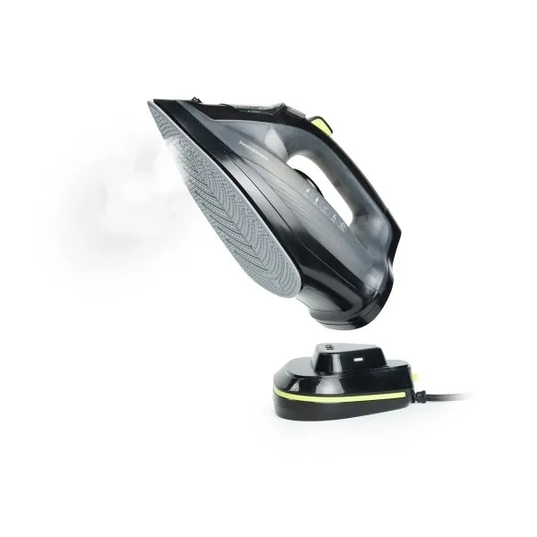 Ferro da stiro a vapore senza fili Innovagoods Stiron - 2400W - Vapore rapido 30g/min - Piastra in ceramica antiaderente - Serbatoio dell'acqua da 320ml - Cavo da 2m - Sistema antigoccia - 325x15x13cm - Nero