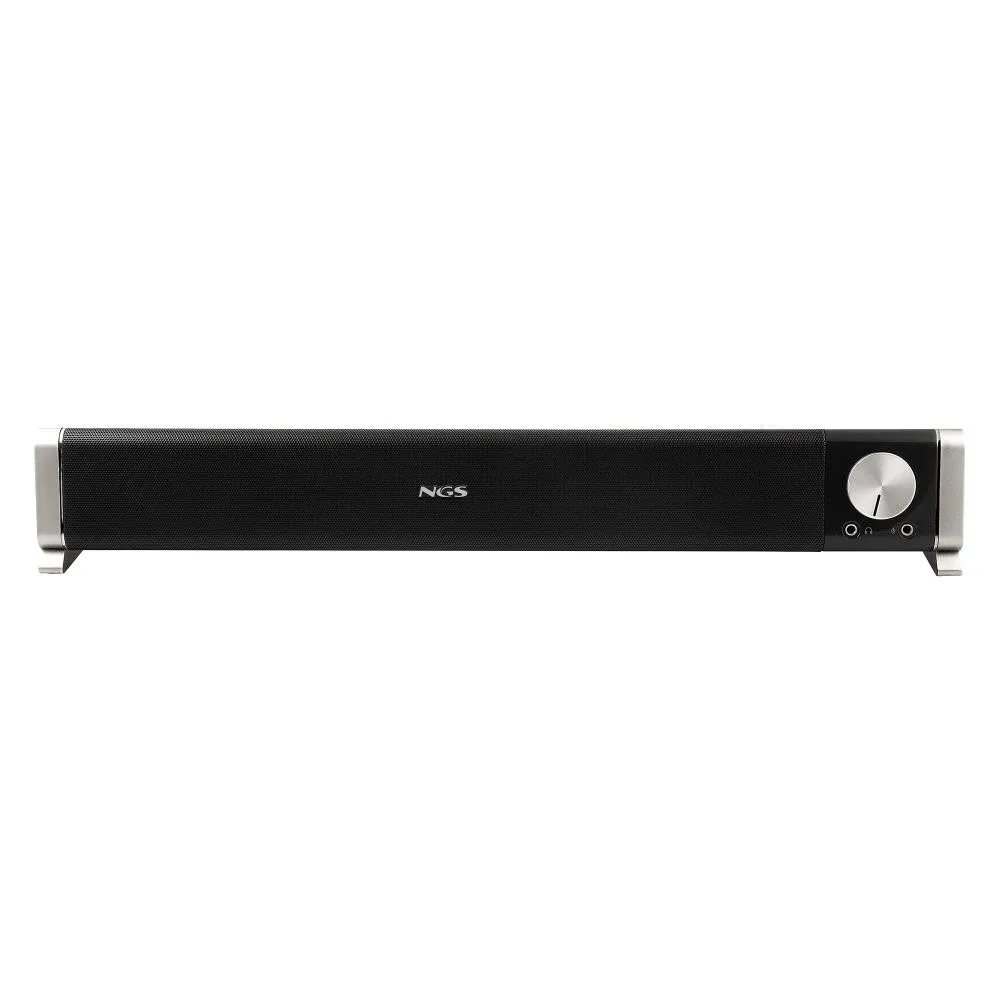 Soundbar Bluetooth NGS SB500-BT da 20 W - Alimentazione tramite USB - Ingresso jack e microfono - Uscita cuffie - Controllo del volume integrato - Design compatto - Nero