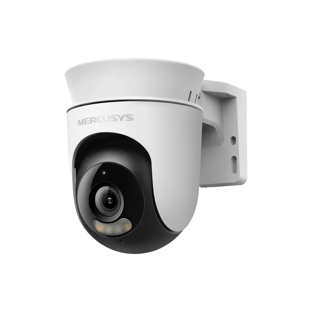 Telecamera di sicurezza WiFi Mercusys MC500 Smart FHD - Adatta per uso esterno - Vista panoramica a 360° - Visione notturna a colori - Rilevamento del movimento AI - Allarme luminoso e sonoro