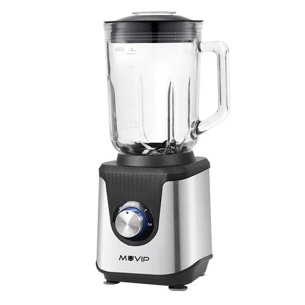 Frullatore Muvip da 1800 W e 18 l - 2 velocità - Funzione Pulse - Corpo in acciaio inossidabile - Lame seghettate con rivestimento in titanio