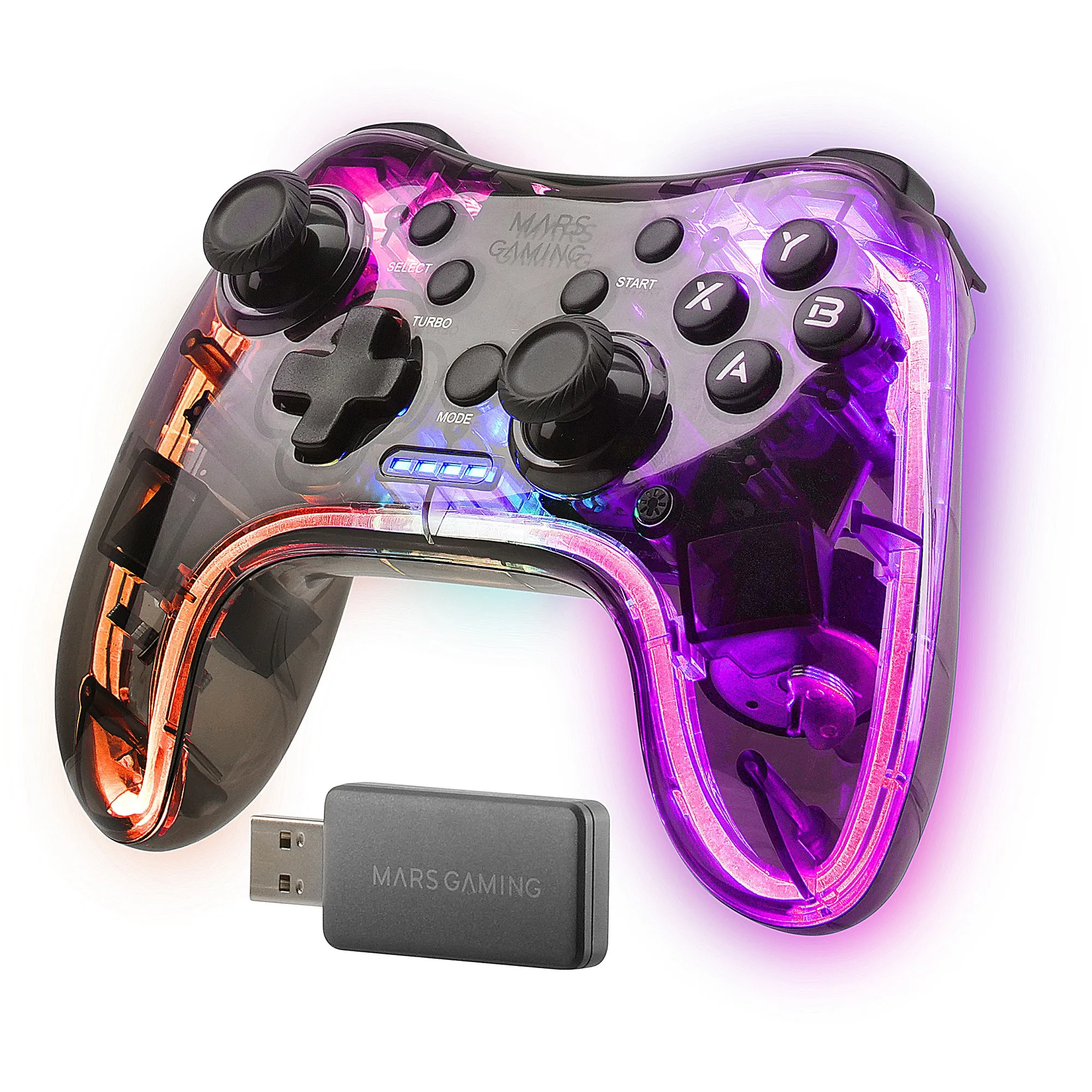 Mars Gaming MGP-24 Nero Trasparente RF Gamepad Android MAC PC PlayStation 4 Playstation 3 Xbox 360