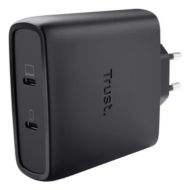 Trust Alimentatore/Caricabatteria 100W 2 Porte Usb-C Gan - Plastica Riciclata 50 - Maxo - Nero