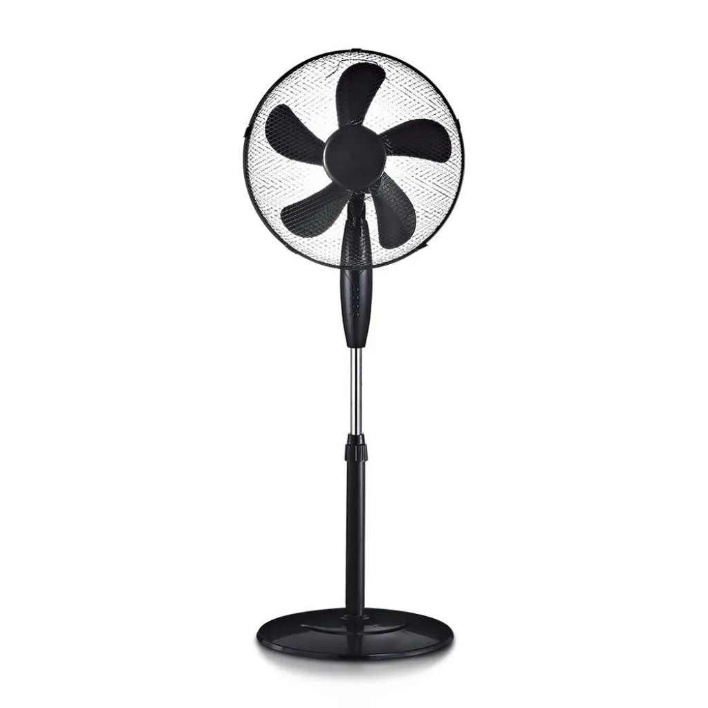55W Stand Fan Round Base 5 Blades 3 Speed Black