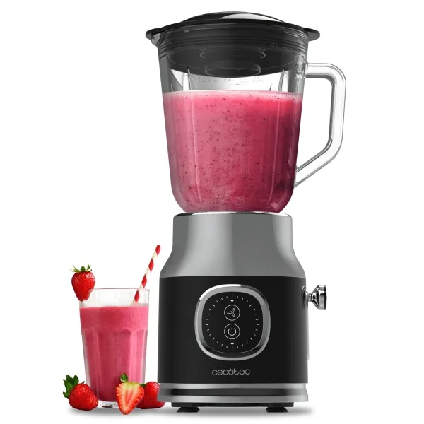 Frullatore Cecotec RetroTwist nero - Potenza 800W - Capacità caraffa 1L - Stile retrò - Lame rivestite in titanio - Nero e grigio