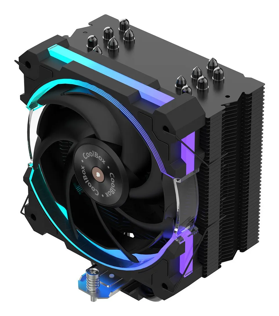 Coolbox H6 Ring ARGB Disipador Multizocalo - 6 Heatpipes - 240W TDP - Ventilador 120mm - Velocidad Max. 2000rpm - Iluminacion ARGB - Color Negro