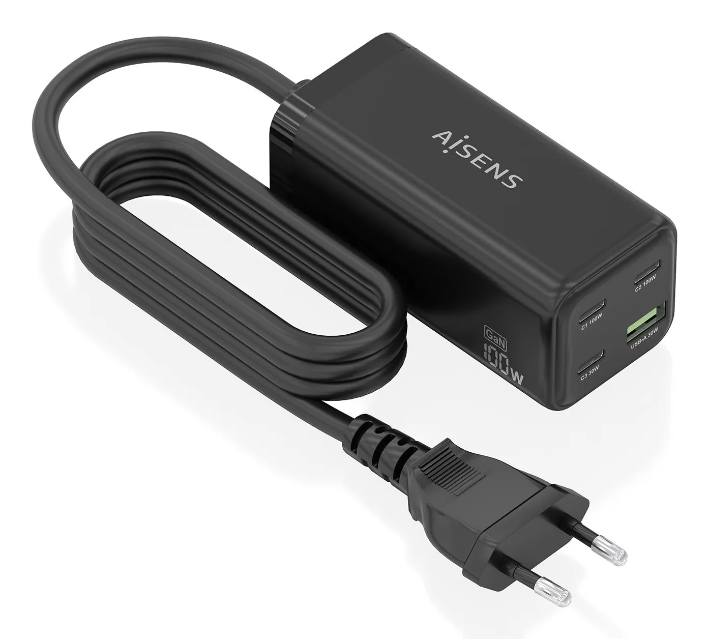 AISENS ASCH-100W4P054-BK Caricabatterie per dispositivi mobili Universale Nero AC Ricarica rapida Interno