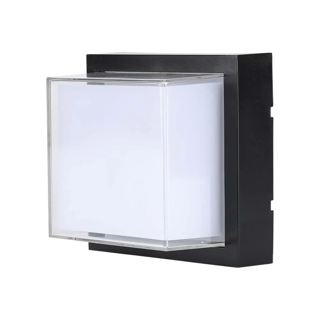 V-TAC Lampada LED da Muro Quadrata 12W Colore Nero 3000K IP65