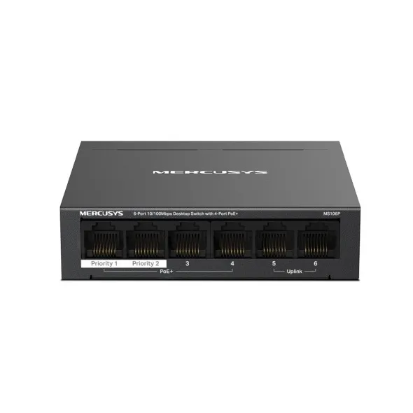 Switch Desktop Ms106P Poe 6P Gigabit Rj45 4Poe+ Fino 65W