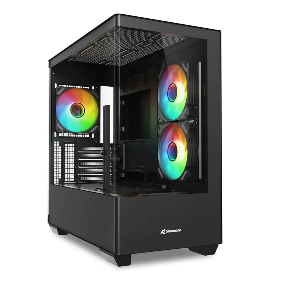 Sharkoon Case M-Atx Curve Glass Panel,2x U3, 1x Type-C,trrs Elite Shark CM100 BLACK