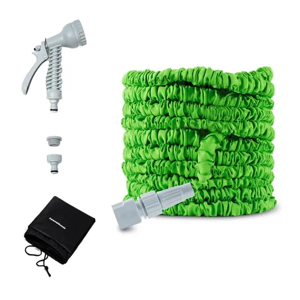 Tubo da giardino estensibile Innovagoods Hoxtend da 30 m - Pressione fino a 8 bar - Accessori inclusi - Verde e grigio