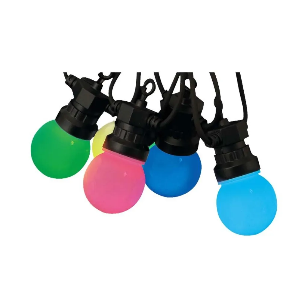 V-TAC Catenaria 13m con 15 Lampadine mini Globo LED 15*0.5W RGB con Telecomando e Adattatore IP44