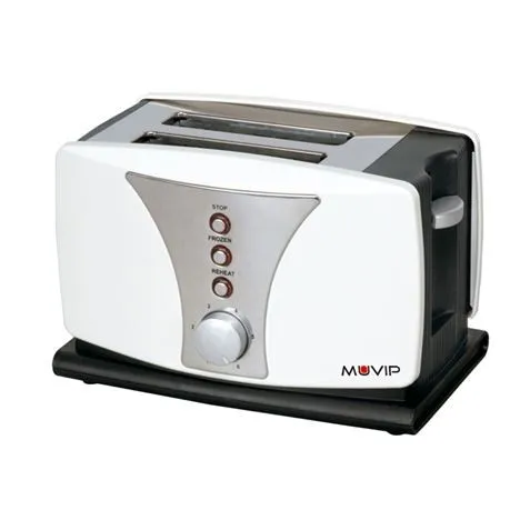 Tostapane Muvip Top Design 800W - Capacità per 2 Fette - 6 Livelli di Doratura - Funzione Caldo Scongelamento e Riscaldamento - Arresto Automatico e Manuale