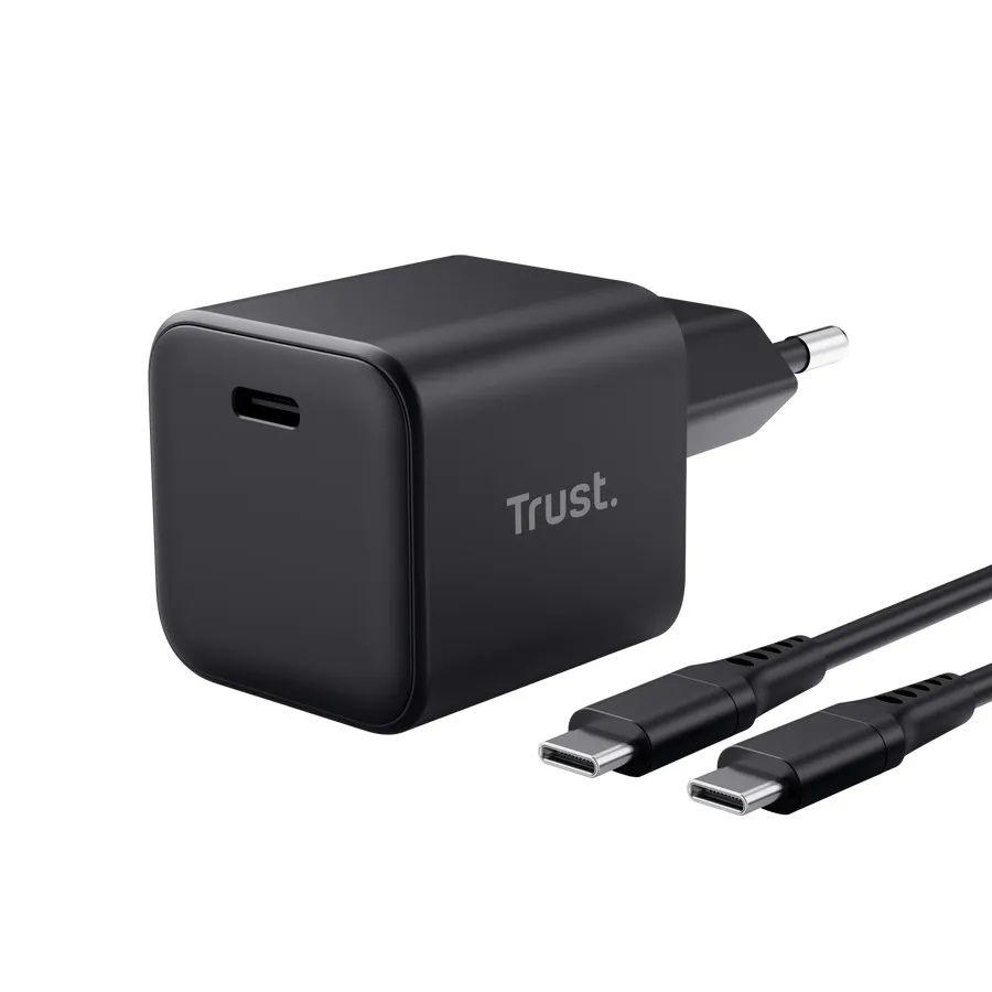 Trust Alimentatore/Caricabatteria 65W Ulrtacompatto Usb-C Gan - Cavo Ricarica Incluso - Plastica Ric