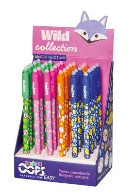 Espositore Carioca Wild Collection Oops con 30 pennarelli cancellabili - Punta da 07 mm - Divertenti disegni di animali