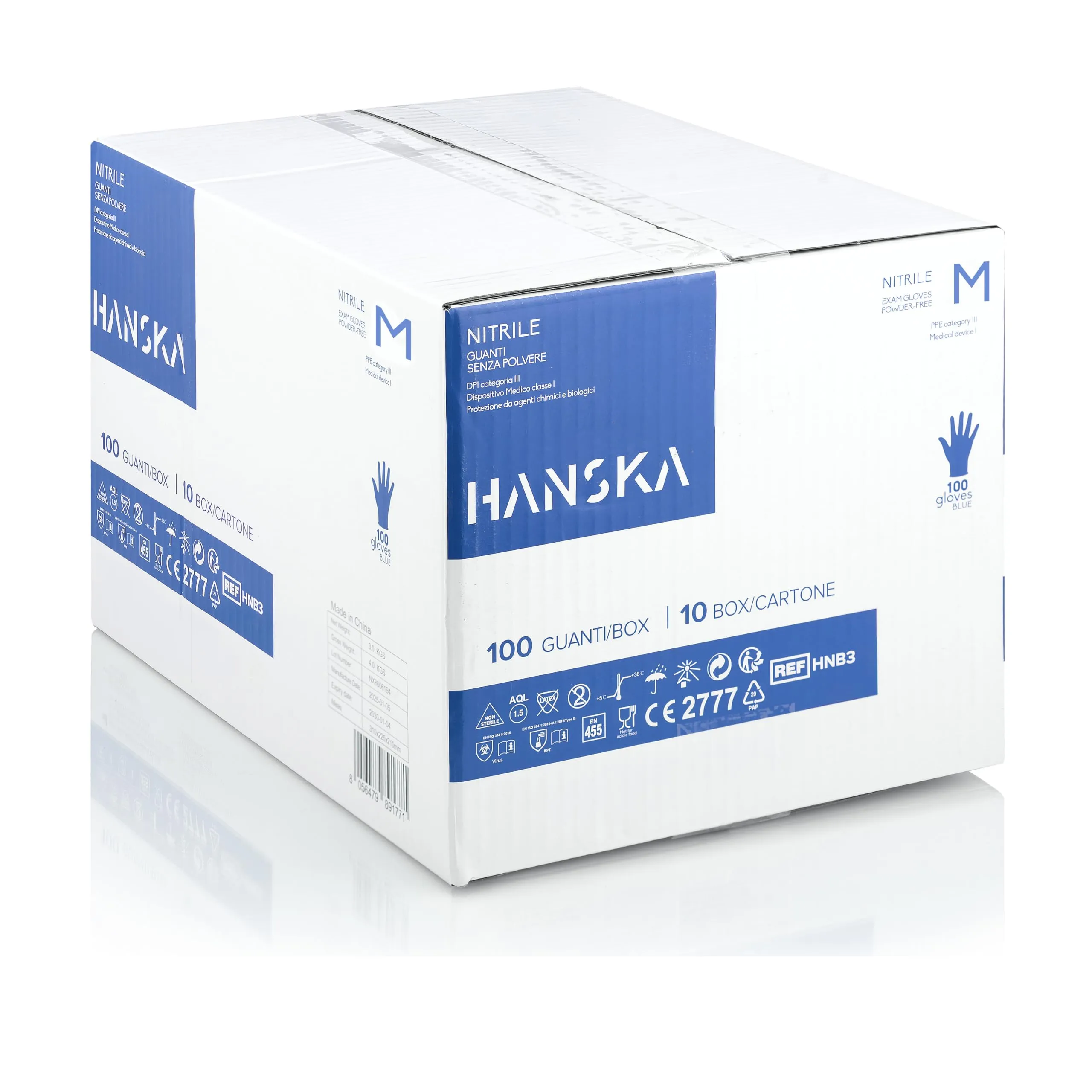 HANSKA 1000 Guanti Monouso Nitrile Blu, M