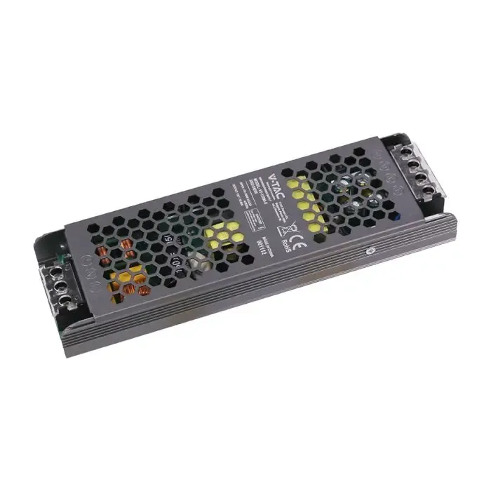 V-TAC Alimentatore LED Slim in Metallo 200W 12V 16.5A con 1 Uscita209x63x25mm IP20