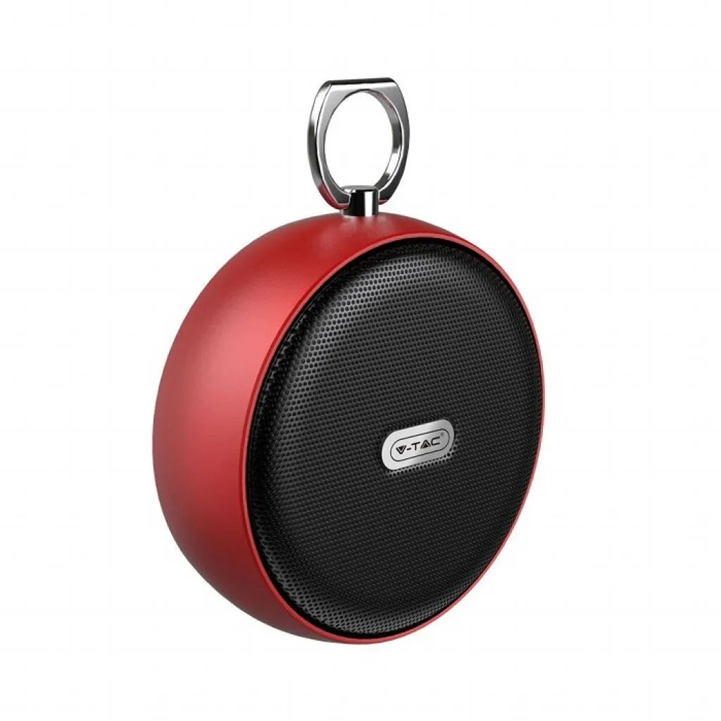 V-TAC Speaker Bluetooth Portatile 4W con Microfono e Slot per Scheda TF Batteria da 800mAh Colore Rosso