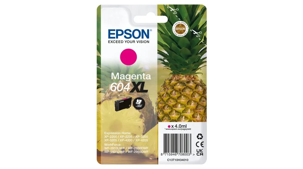 ORIGINALE Epson Cartuccia d'inchiostro magenta C13T10H34010 604 XL 350 pagine 4ml