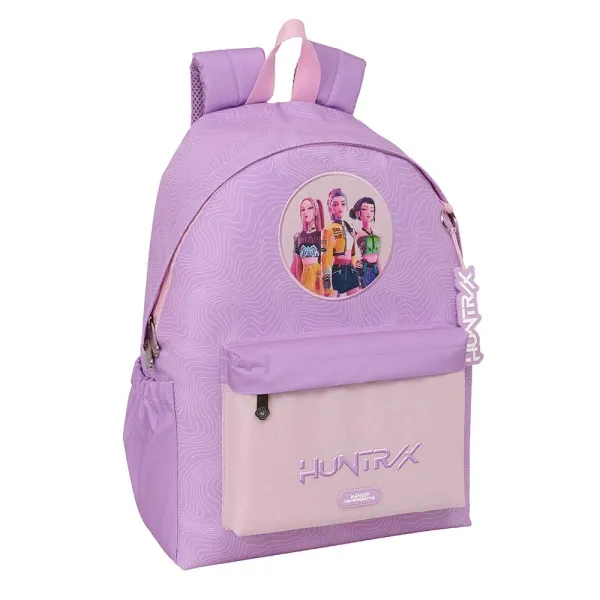 Zaino iconico Safta K-Pop Demon Hunters per laptop fino a 141 - Portaborraccia - Doppia cerniera - Maniglia superiore - Tasca frontale - Imbottito - 31x43x13 cm - Lavanda