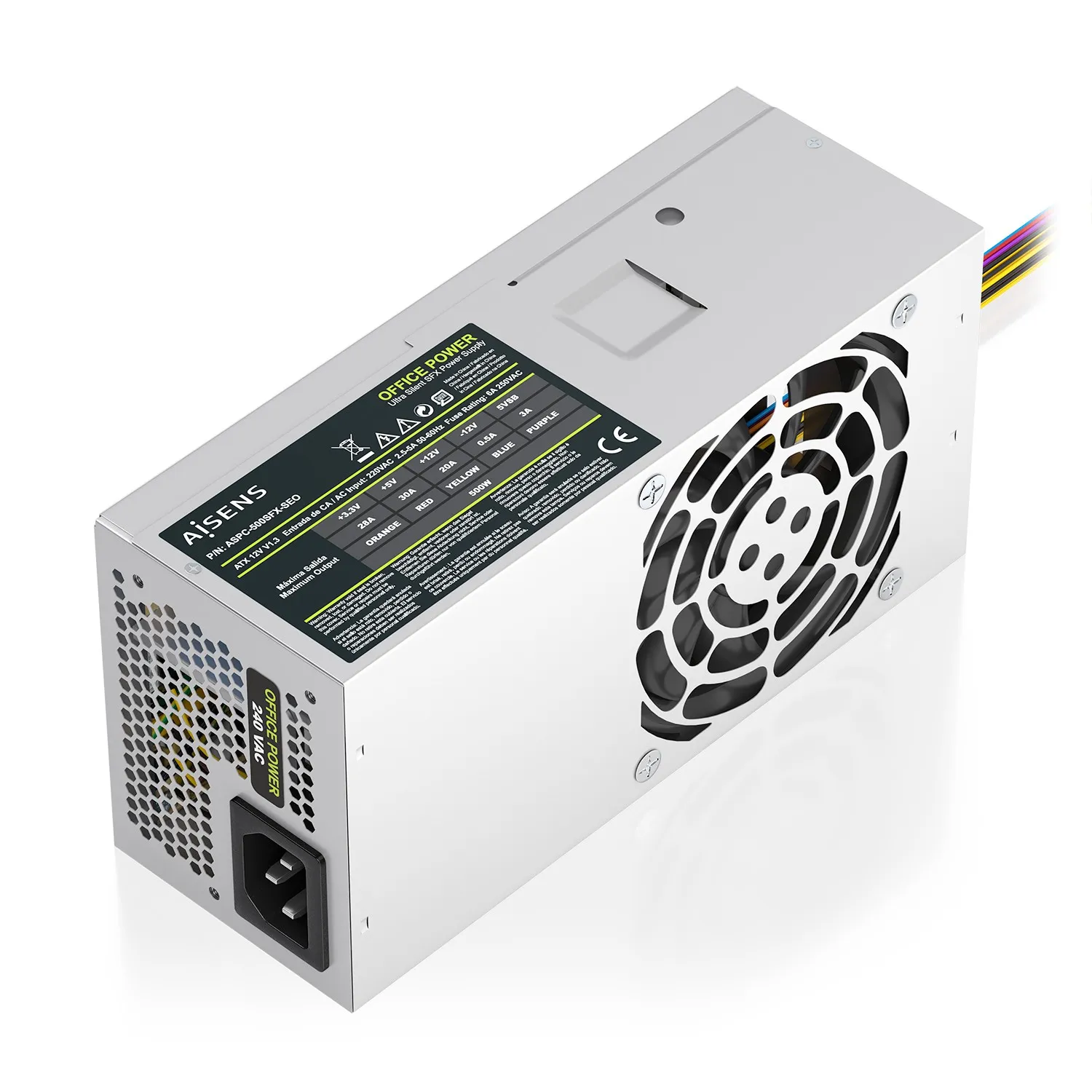 AISENS ASPC-500TFX-SEO alimentatore per computer 500 W 20+4 pin ATX TFX Argento