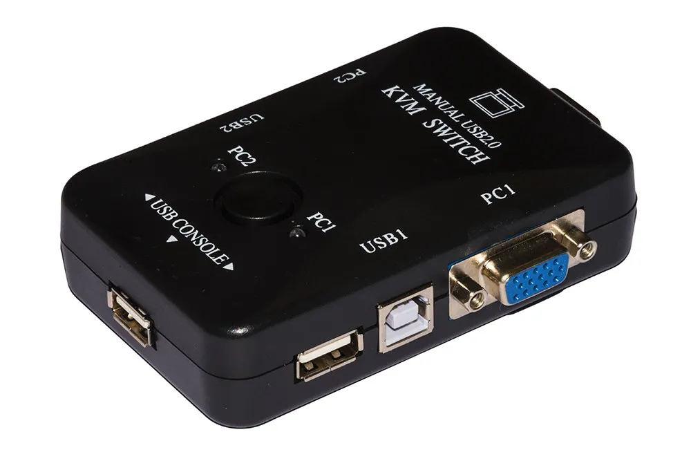 Switch Kvm Manuale Per 2 Pc Usb/Vga Con 1 Mouse 1 Tastiera Usb E 1 Monitor Vga Con Cavi Inclusi