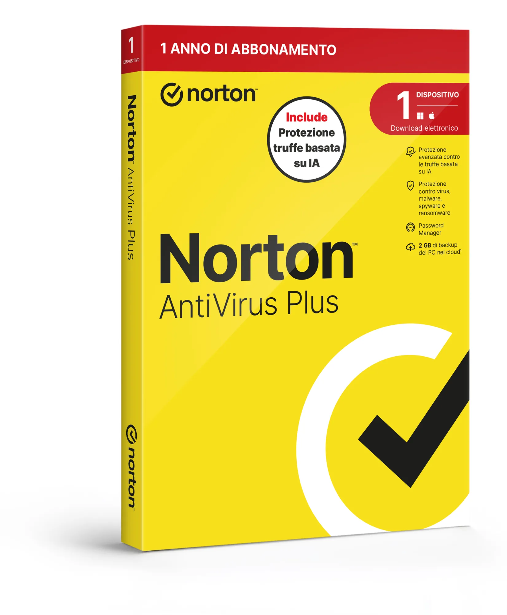 Norton Antivirus Plus 2026 -Antitruffa- 1 Dispositivo 12 Mesi 2Gb - It Box