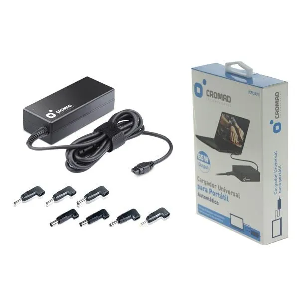 Cromad Caricatore Automatico Universale per Laptop 65W - 8 Diversi Connettori