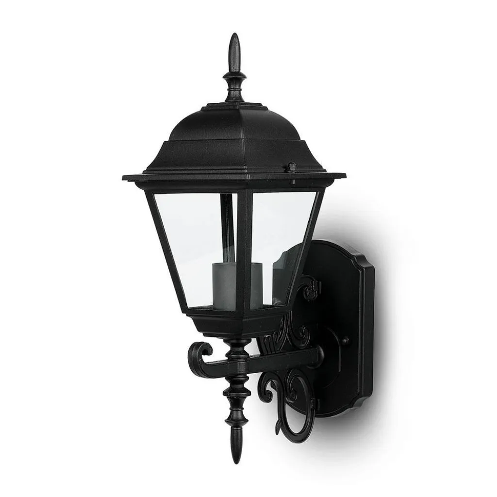V-TAC Lampada LED da Muro a Lanterna Piccola con Portalampada E27 (Max 60W) Rivolta in Alto Colore Nero Opaco IP44