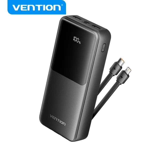 Vention Power Bank 20.000 mAh - Interfacce multiple - Elevata capacità di ricarica - Uscita totale 3 A - Colore nero