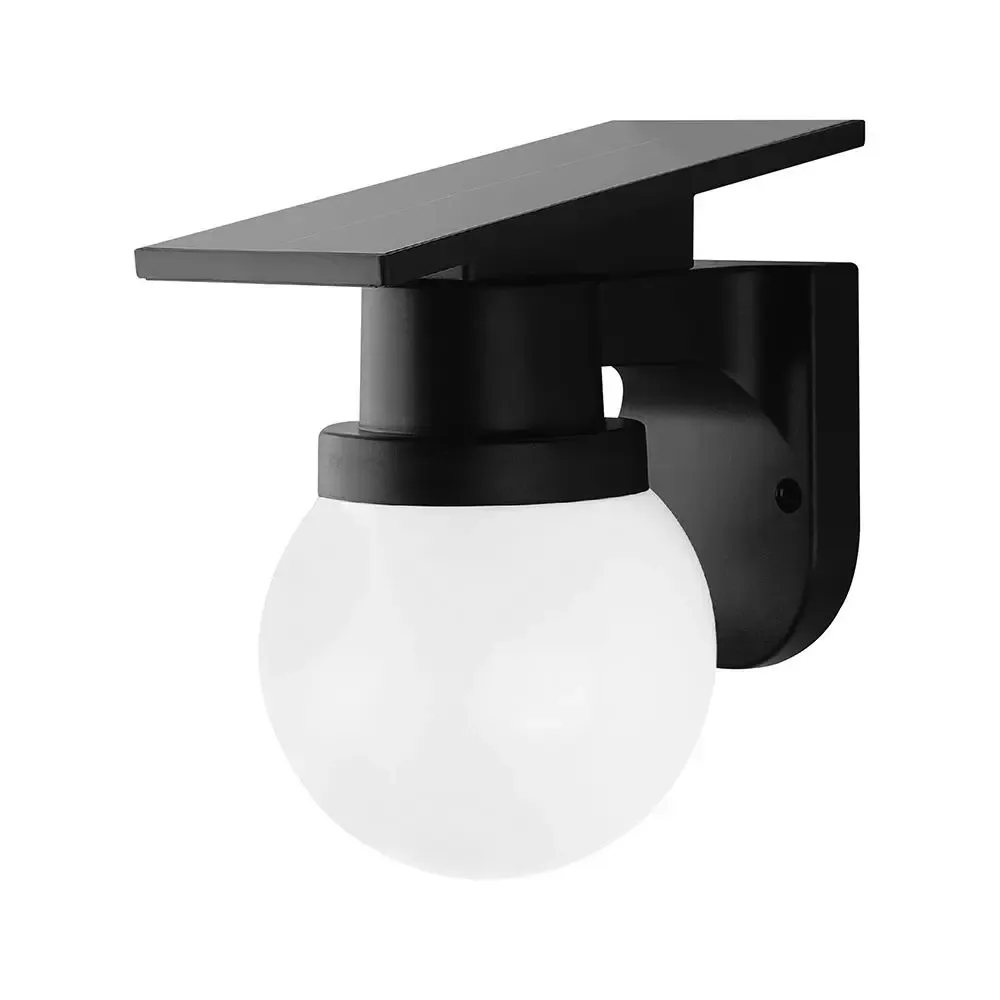 0.9W Led Solar Wall Light Cct :3In1 Black Body Ip65 With Remote Control