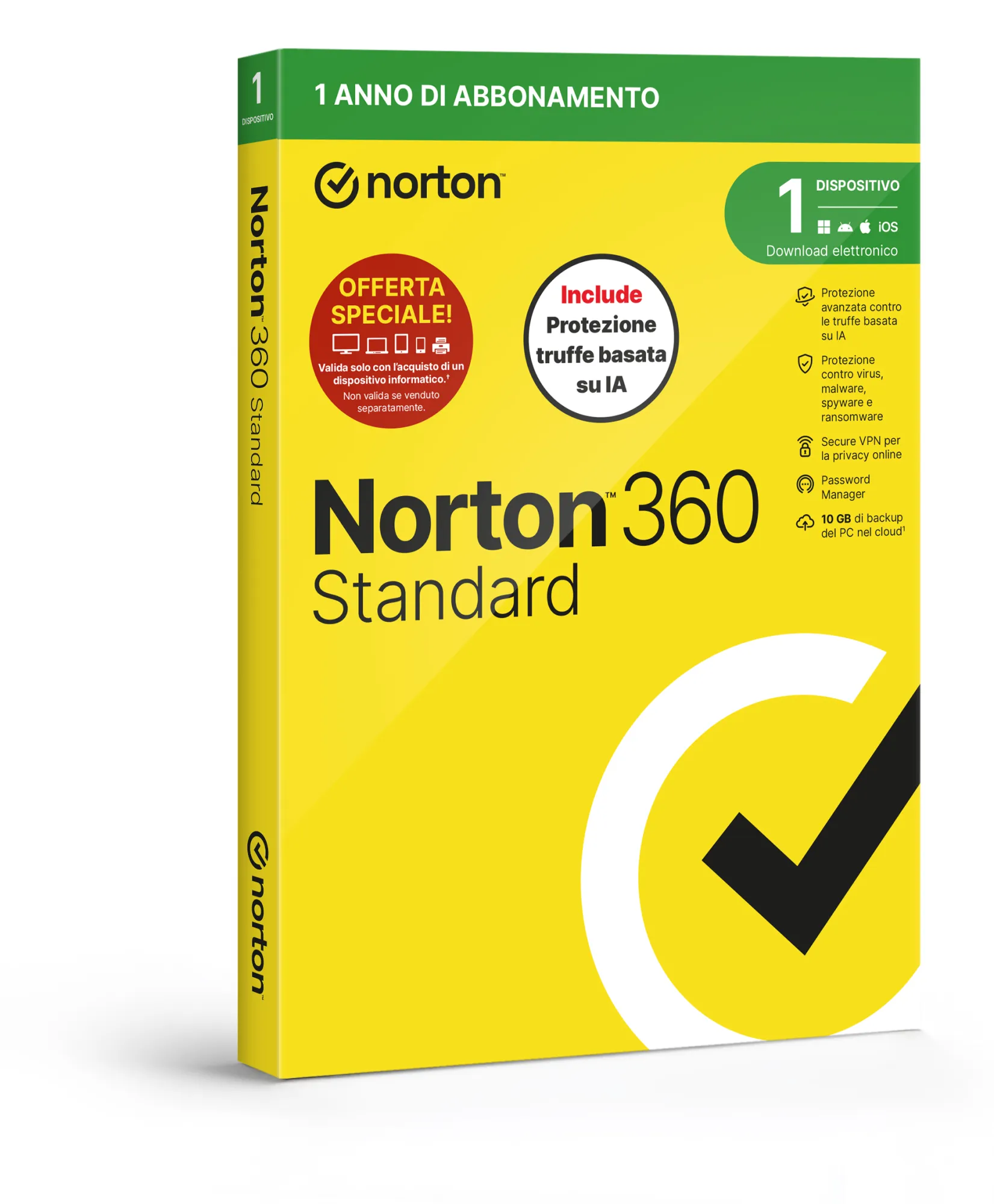 Norton 360 Standard 2026 - Antitruffa- Attach 1 Dispositivo 12 Mesi 10Gb - It Box
