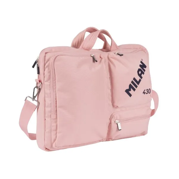 Borsa porta laptop Milan 430 Since 1918 per laptop fino a 17 - Chiusura con cerniera - 3 scomparti - 42x34x9cm - Rosa