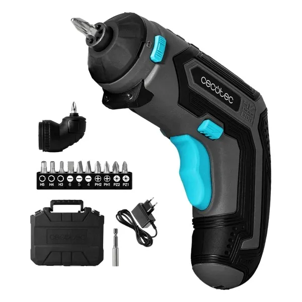 Avvitatore a batteria Cecotec PowerGyro 3500 con set angolare - Autonomia fino a 60 minuti - Velocità 200 giri/min - Batteria da 1500 mAh - Senza fili - Luce LED - Accessori inclusi - Ricaricabile - Grigio scuro
