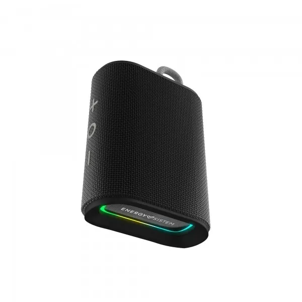 Altoparlante Bluetooth Energy Sistem - Realizzato in plastica riciclata - IPX6 - Durata della batteria 12 ore - Radio FM - Lettore di schede Micro SD - Luci LED - Vivavoce - Nero
