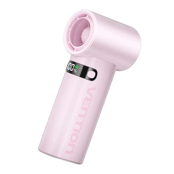 Ventilatore portatile Vention PBE - Velocità massima 17000 giri/min - Livelli di velocità regolabili da 1 a 100 - Batteria da 3000 mAh - Display a LED - Connessione USB-C - Leggero e compatto - Rosa