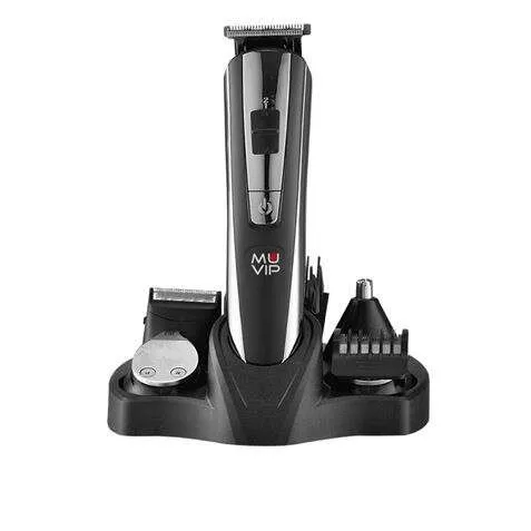 Muvip Tagliacapelli Multifunzione Ricaricabile 5 in 1 - 4 Testine per Diverse Aree - Lame in Acciaio Inox - Pettini di Diverse Lunghezze - Autonomia fino a 45m