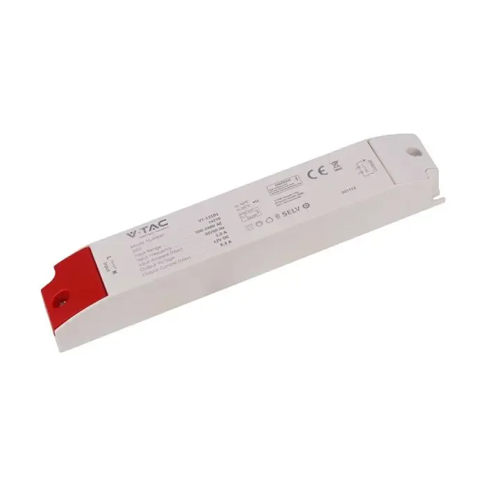 V-TAC Alimentatore in Plastica 100W 12V 8.3A con 1 Uscita Bianco 300x41x30mm IP44