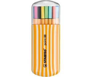 Stabilo Point 88 Zebrui Confezione da 20 penne in fibra a punta fine - Linea 04 mm - Inchiostri a base d acqua - Colori assortiti