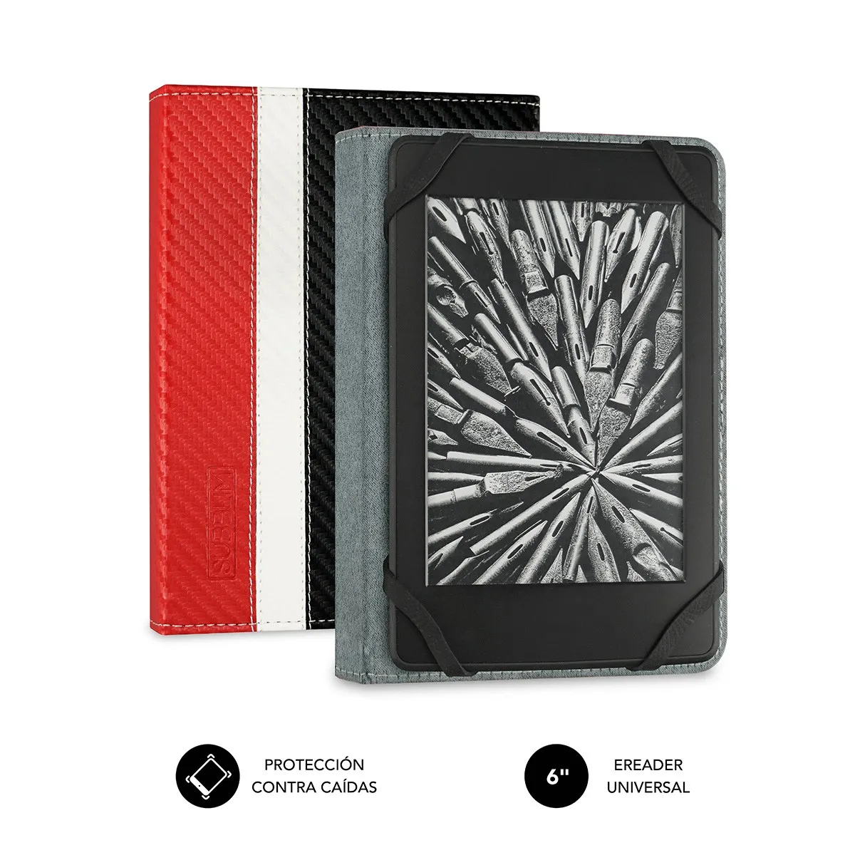 SUBBLIM SUB-CUE-1EC002 custodia per e-book reader 152 cm (6) Custodia a libro Nero Rosso Bianco
