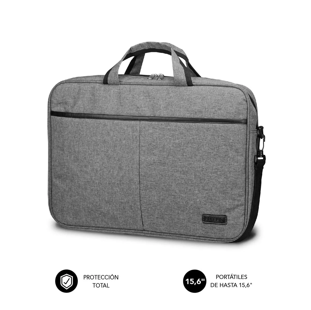 Subblim Maletin Elite Portatil de 15.6 - Fabricado en Poliester Oxford - Doble Cremallera - Color Gris