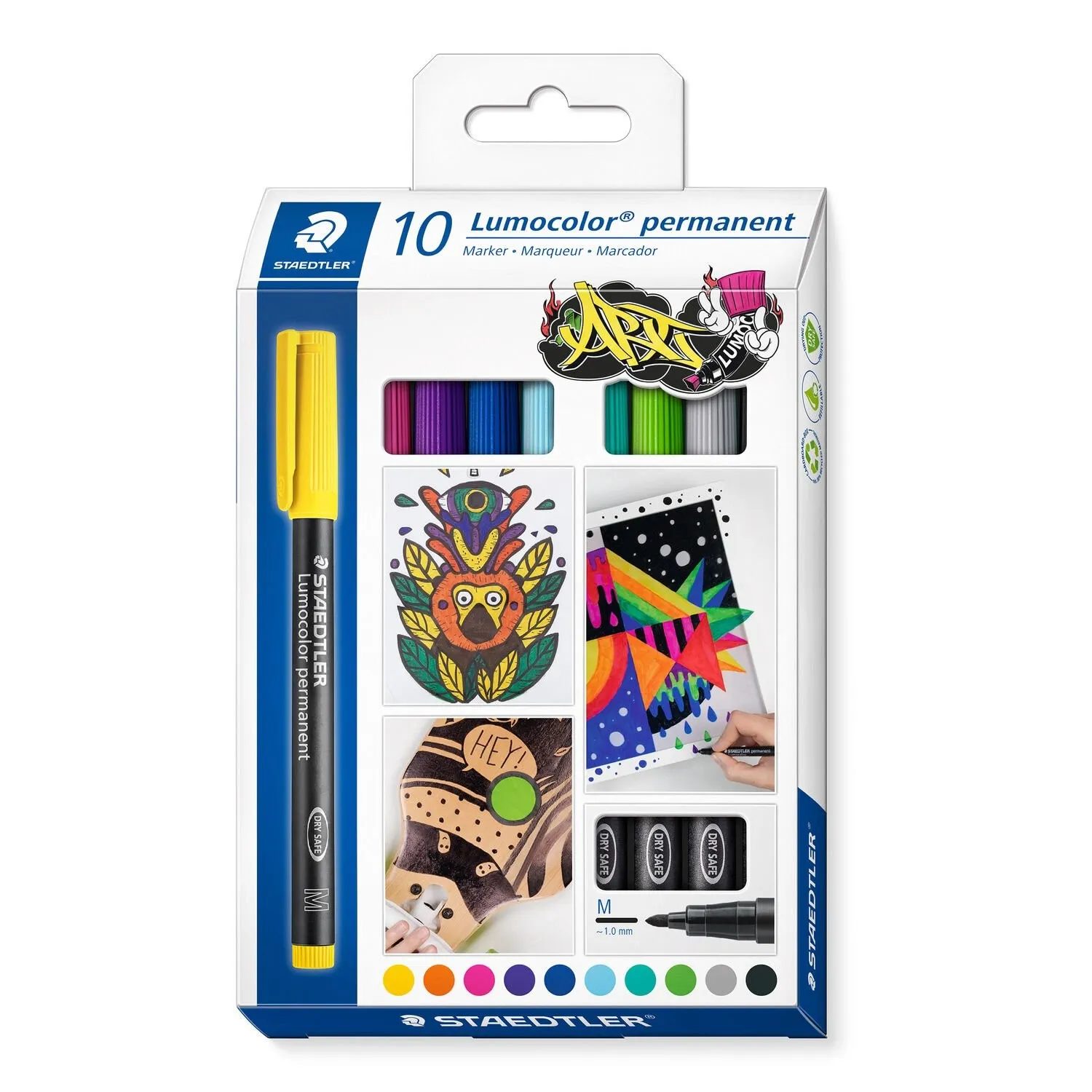 Staedtler Lumocolor 317 C10 marcatore permanente Combinata Colori assortiti 10 pz