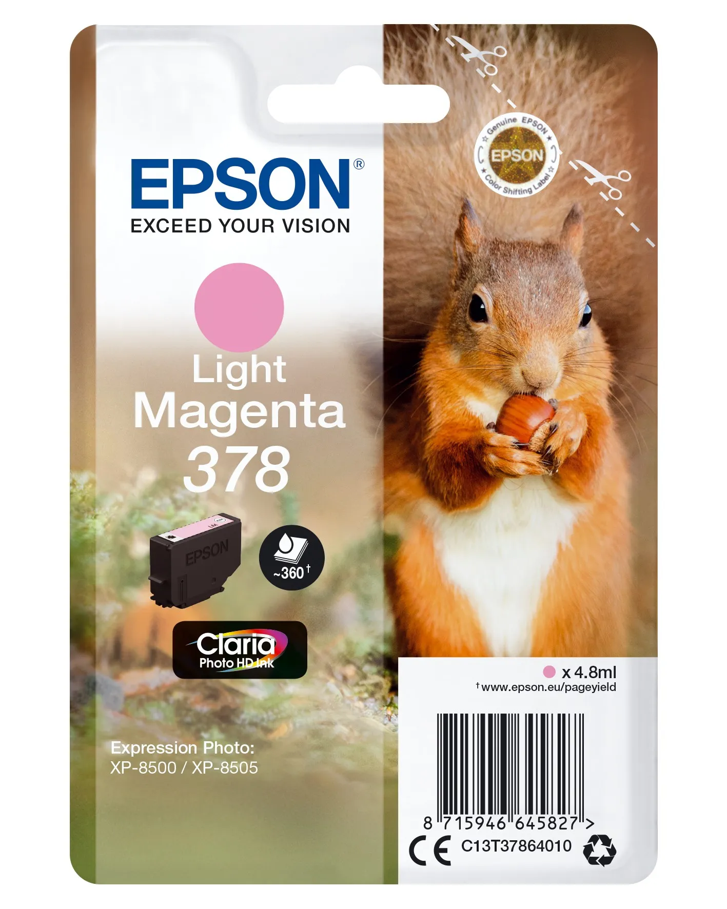 ORIGINALE Epson Cartuccia d'inchiostro magenta (chiaro) C13T37864010 378 360 pagine 48ml