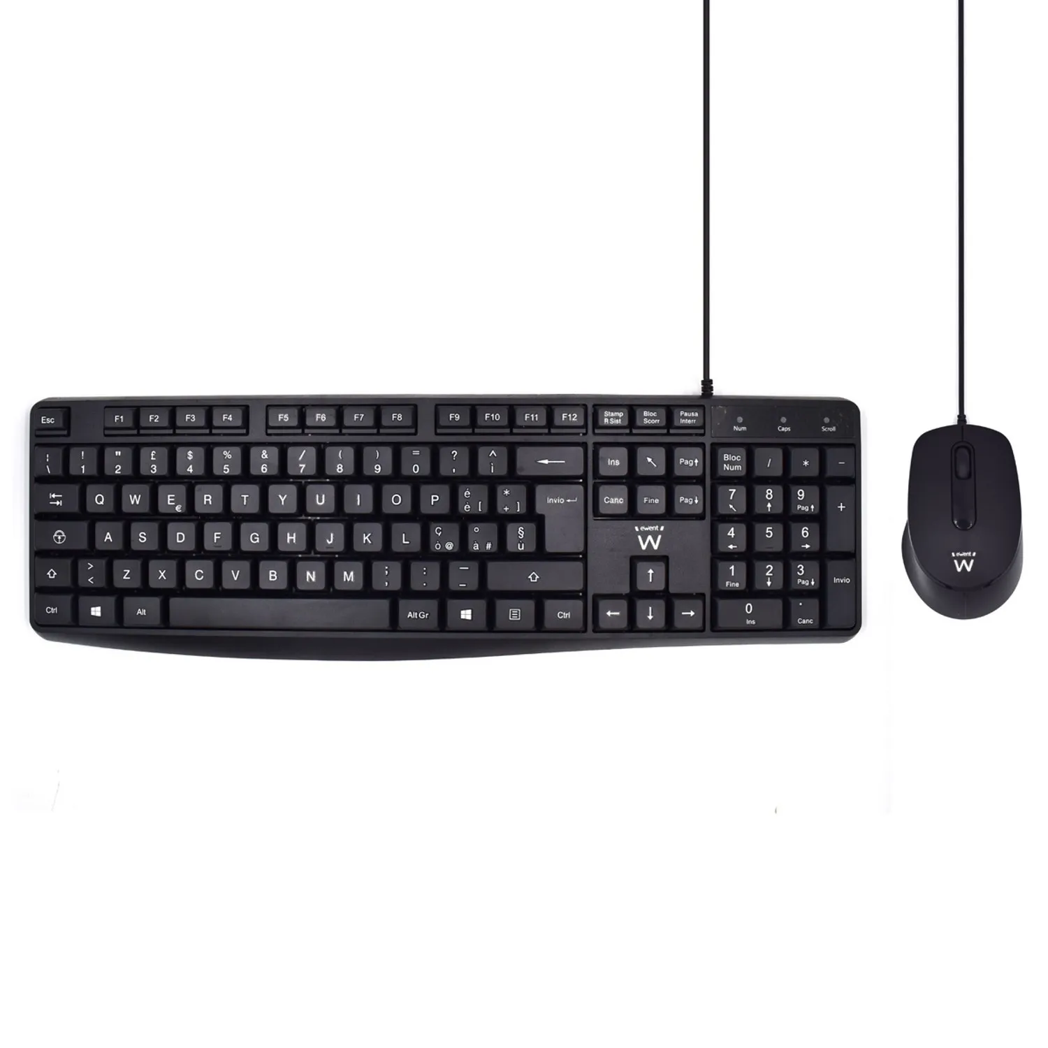 Ewent EW3005 tastiera Mouse incluso Ufficio USB QWERTY Italiano Nero