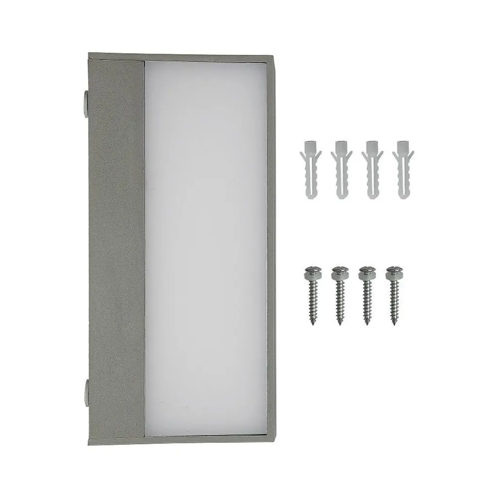 V-TAC Lampada LED da Muro Rettangolare 9W Doppio Fascio Luminoso Colore Grigio 4000K IP65