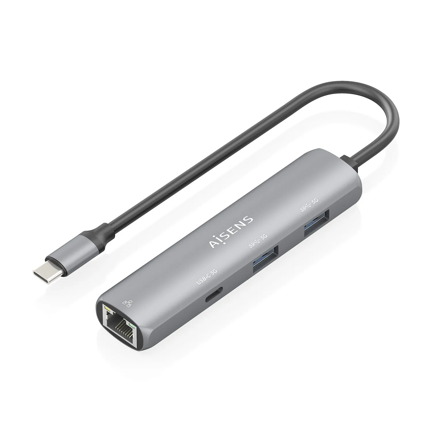 AISENS ASUC-4P039-GR replicatore di porte e docking station per laptop Cablato USB 3.2 Gen 1 (3.1 Gen 1) Type-C Grigio