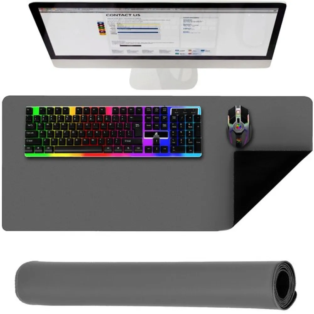 Tappetino per mouse e tastiere 90x45 mousepad grigio